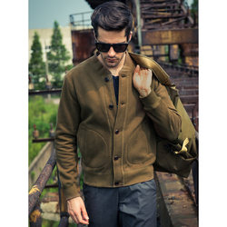 Men's Cardigan Sweatshirt, Men's Old-Style Baseball Jacket, Thickened American Retro Men's Fleece Jacket, Outerwear, Baseball Jacket