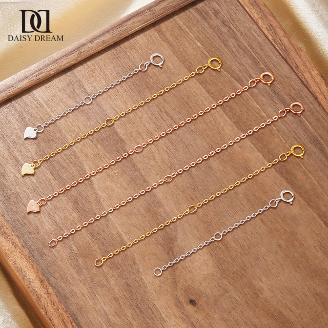 925 Sterling Silver Necklace Extended Chain Bracelet Clarvicle Chain Extended Chain Tail Chain Plated 18K Gold Adjustable Chain DIY Accessories