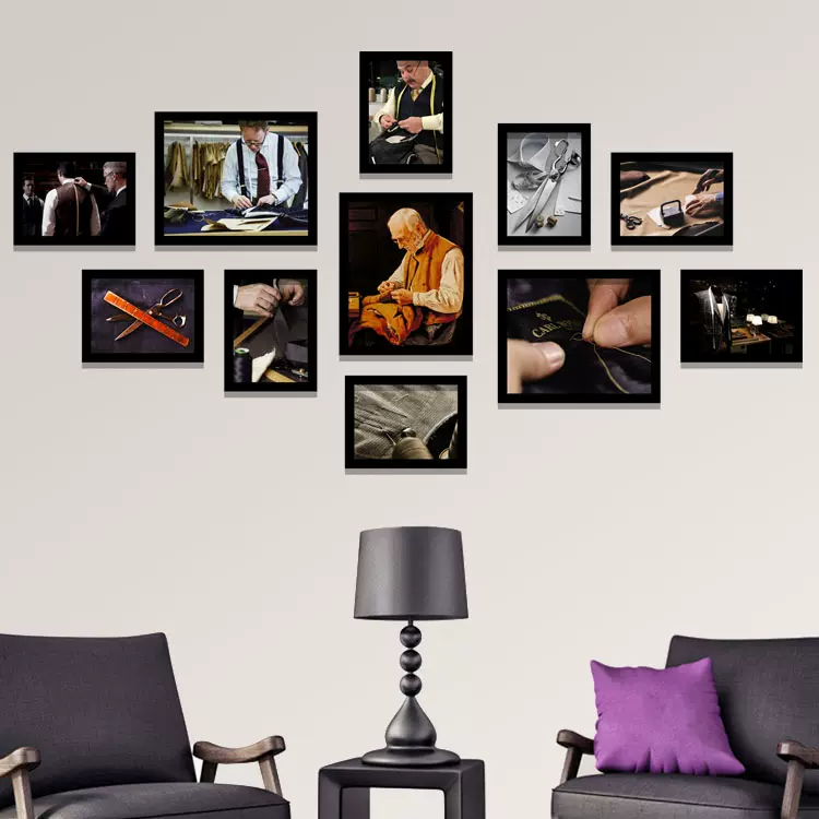 男裝店裁縫店照片牆相框牆老裁縫照片服裝廠店裝飾畫西服掛畫壁畫 Taobao