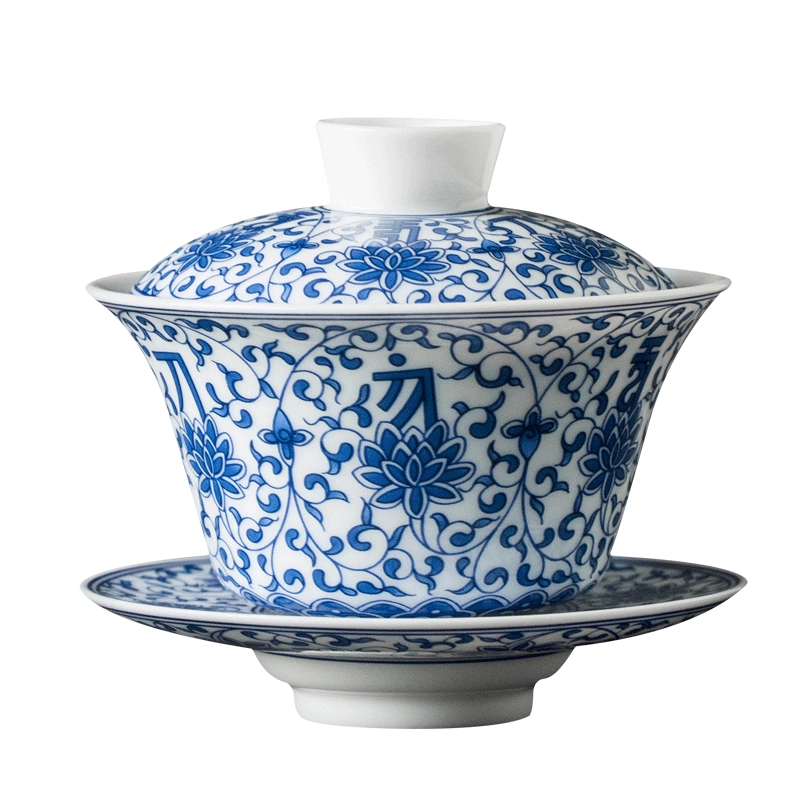 陶泥 青花陶磁蓋碗 愛蓮茶杯 壺承 茶碗 煎茶器 未使用品 陶泥 青花陶磁蓋碗 愛蓮茶杯 壺承 茶碗 煎茶器 未使用品