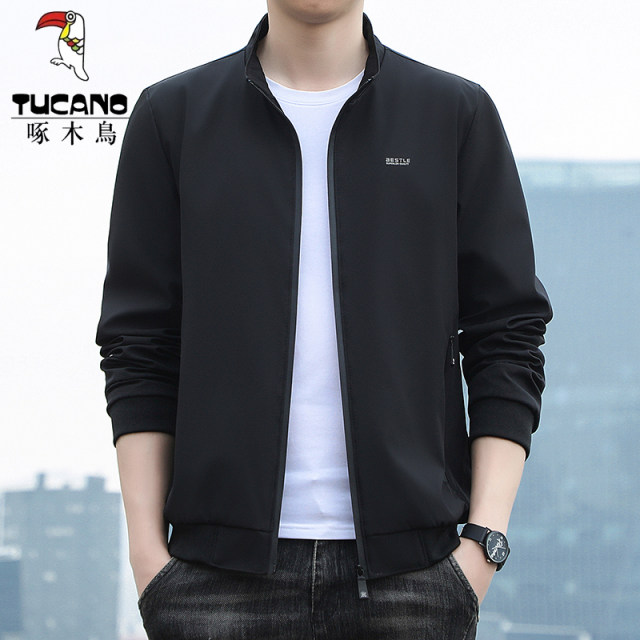 Woodpecker Spring and Autumn Jacket Men's New Loose Stand Collar Trendy ...