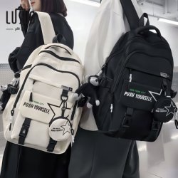 School Bag for Junior High School Boys, Large Capacity, Good-Looking, 2025 New Model, Black Backpack for Male High School Students, Shoulder Bag for Female Students