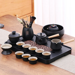 Black Pottery Japanese-Style Kung Fu Tea Set, 2025 New Model, High-End Luxury for Home and Office Tea Drinking Set