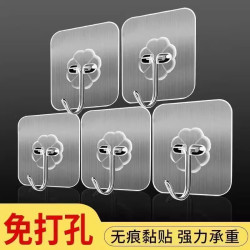 Transparent Hooks with Strong Adhesive, Heavy-Duty Sticky Hooks, Strong Non-Marking Hooks, No-Drill Hooks for Kitchen and Door Use