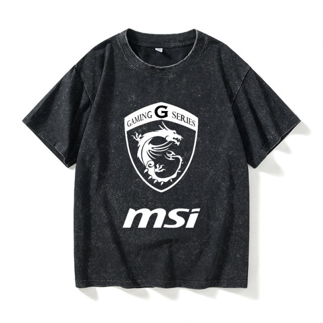 MSII MSI Red Dragon LOGO Computer City Gection Term T -shirt Short -sleeved Student clothes Female and Men's Ladder Big