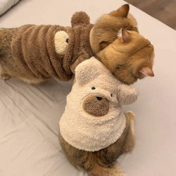 【Pangpang Home】Cat Clothes Autumn and Winter Fleece-Lined Warm Pet Golden Tabby Ragdoll Cat Cute Vest