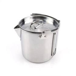 Hanging pot outdoor stainless steel kettle folding camping hanging pot portable coffee pot teapot picnic cooker 1.2L