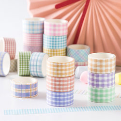 Basic Grid Tape and Washi Tape for Journals, Girly and Fresh Style, Colorful Grid Pattern Journaling Materials, Decorative Stickers