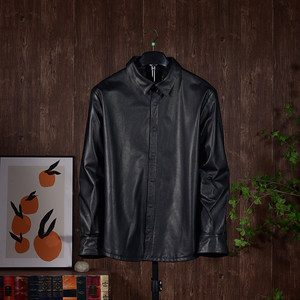 
Men's head layer cowhide lapel American retro new simple leather jacket thin genuine leather jacket shirt