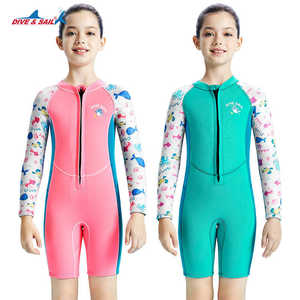 
New children's wetsuit 2.5MM one-piece long-sleeved thermal swimsuit girls thickened cold-proof surfing and snorkeling shorts