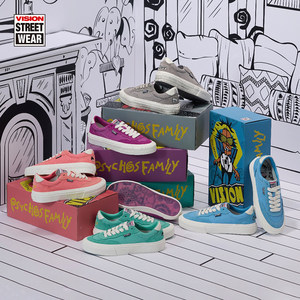 
VISION official FLATTOP PsychoFamily capsule limited low top skateboard shoes canvas shoes multi-color