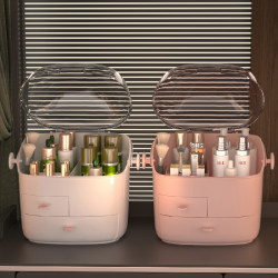 Cosmetic Storage Box Dust-Proof Household Jewelry Box Dormitory Desktop Organizer Dressing Table Skin Care Product Storage Rack