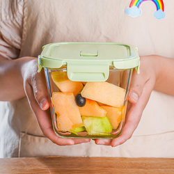 Square Glass Soup Bowl Lunch Box, Microwaveable, Bento Box, Food Container, Fruit Preservation Bowl with Lid for Women