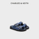 CHARLES/KEITH25 summer new model CK1-71720088 bright diamond square buckle thick sole Birken exterior slippers