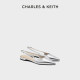 CHARLES/KEITH25 Summer New CK1-70381123 Pointed Toe Flat Chain Diamond Decoration Sandals Single Shoes
