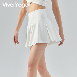 Yoga short skirt, women's badminton skirt, high waist, tummy control, fake two-piece anti-exposure wave tennis skirt, fitness exercise