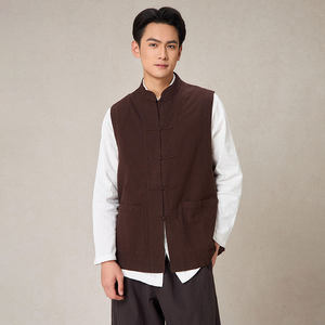 
[Zhaobentang Cotton Line] Five-plate buckle 20 horse clips original design Chinese style men's vest top M1215