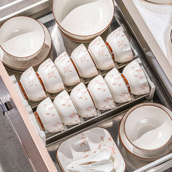 Dish Set for Home Use 2025 New Model Jingdezhen High-Value Bowls and Plates Fresh Tableware Chopsticks and Plates Housewarming Tableware