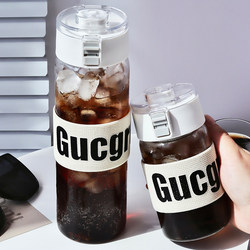 Large-Capacity Simple Couple Glass Cup, Women's Summer Portable Water Cup, Men's High-Temperature Resistant Tea Water Separation Tea Cup