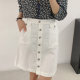 European and American cotton pockets slim solid color button commuting OL skirt, original foreign trade single women's summer and autumn new style