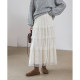 Fildan Lace Cake Layer Spliced ​​Elastic Waist Skirt, slim and sweet bottoming skirt, 8282