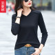 Purple inner V-neck base shirt new pure cotton long-sleeved T-shirt for women in spring 2025 slim solid color T-shirt outside