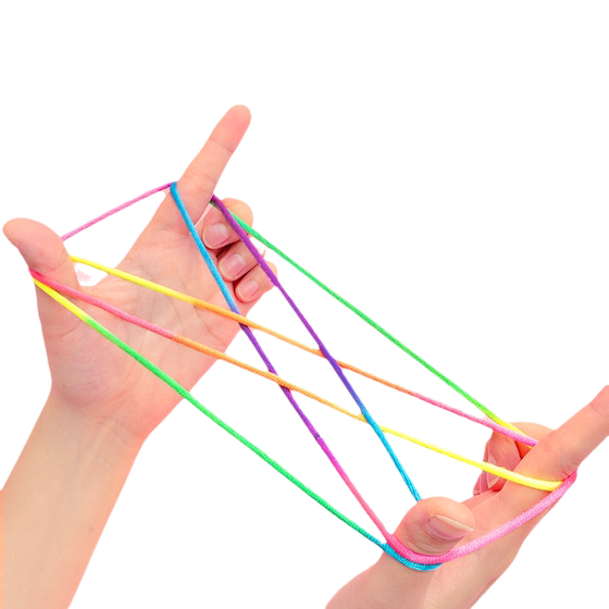 Flower rope Elementary school students dedicated to colorful hand flip rope Children's puzzle 80s, old picking flowers, flower rainbow rope toys
