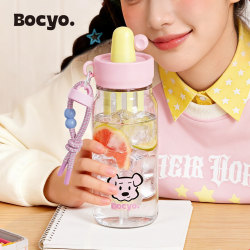 Bocyo Water Cup for Girls in Summer, High Temperature Resistant Portable Tritan Kidsren's Bottle, Sports Plastic Tea Straw Cup