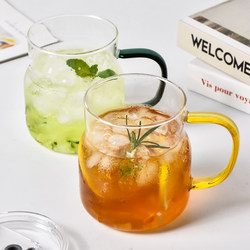 Large Capacity Glass Cup with Handle, High Borosilicate, High Temperature Resistant Water Cup, Niche Coffee Cup, Milk Cup, Juice Cup