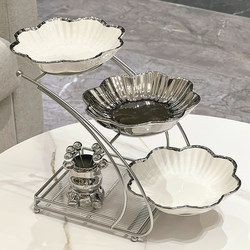 High-End Fruit Plate for Home Use, Living Room Coffee Table Display, Snack Plate, Candy Plate, Light Luxury Multi-Layer Fruit Plate Decorative Ornament