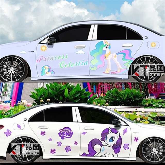 My Little Pony car stickers, cute cartoon decorations, car hood, door ...
