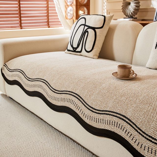 High-end leather sofa cushion for all seasons 2025 new fixed non-slip straight-row winter seat cushion cover