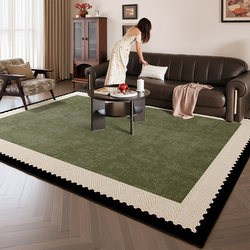 French Retro Green Living Room Carpet 2025 New Style Bedroom Sofa Waterproof and Stain-Proof No-Wash Wipeable and Stain-Resistant Floor Mat
