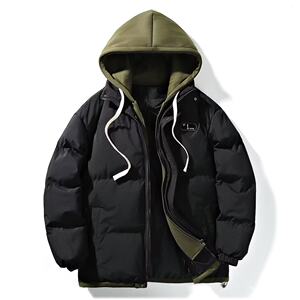 
Down jacket men's winter new couple's coat loose fake two-piece Hong Kong style trendy thickened hooded bread coat