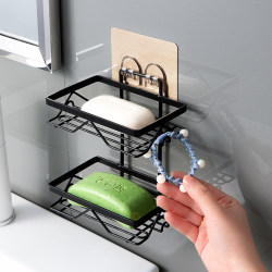 No-punch double-layer drain soap dish with hook