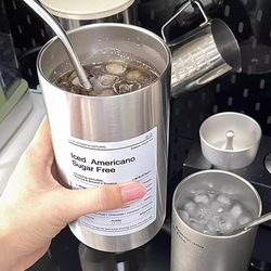 Huayun Water Cup 304 Stainless Steel Straw Travel Cup High-Value Coffee Cup Insulated Cup Large Capacity Portable
