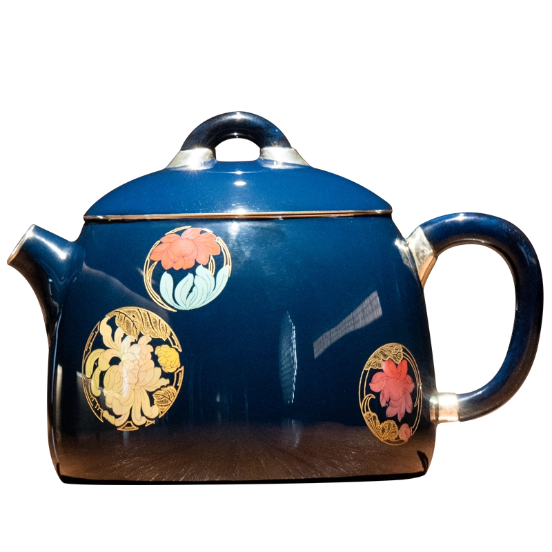 臻宝堂银壶纯手工大漆螺钿茶壶999纯银泡茶壶