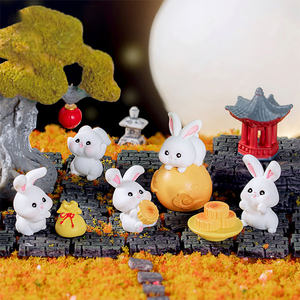 
Micro Landscape Mid-Autumn Festival Jade Rabbit Mooncake Cute Animal Dolls Decoration Accessories Resin Crafts Small Ornaments