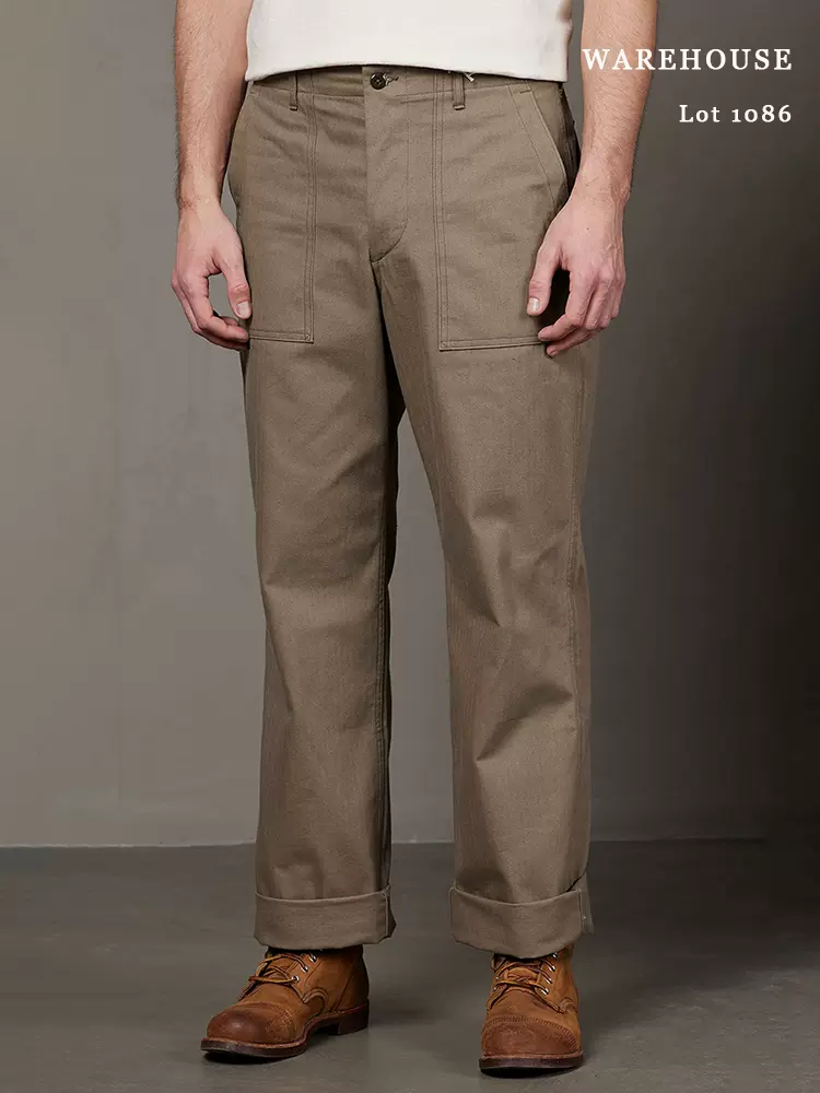 WAREHOUSE Lot 1086 HBT MILITARY PANTS日产仓库高腰直筒贝克裤