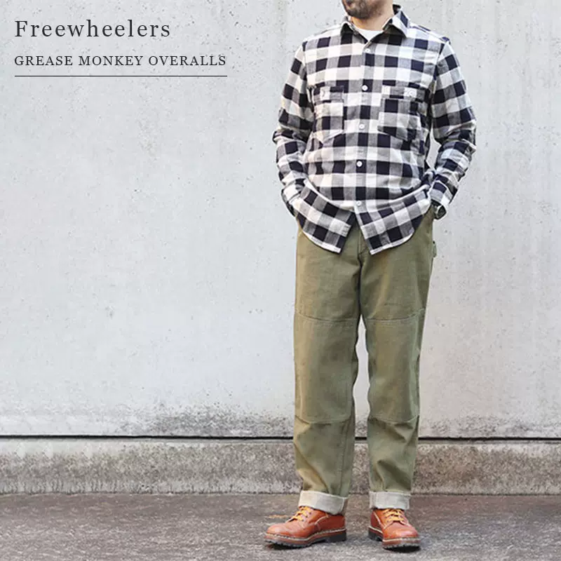 Freewheelers Grease Monkey OVERALLS 日产10.5oz高腰直筒工装裤-Taobao