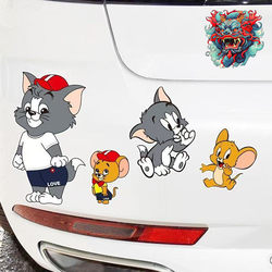 Car Stickers for Covering Scratches on the Body and Bumper, Cartoon Anime Tom and Jerry, Cute Electric Vehicle Waterproof Car Stickers