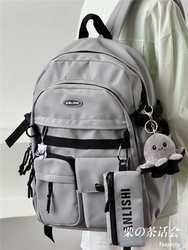 Middle School Student Schoolbag Men's High School Student Large-Capacity Backpack 2024 New Japanese Workwear Style Multi-Compartment Backpack