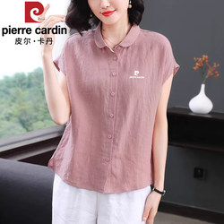 Pierre Cardin Linen Shirt for Women 2026 Summer New Fashion Casual Loose Stylish Age-Reducing Sleeveless Shirt