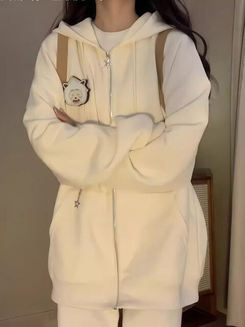 Solide Kinder Sweatsuit 2-teilig - Flanell Kapuzenj Produktbild-Vorschau 2