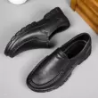 Giày đầu bếp làm việc bán thời gian sau khi làm việc ở khách sạn, giày da thường chống mòn đế mềm màu đen tuyền, giày nam một bước 
