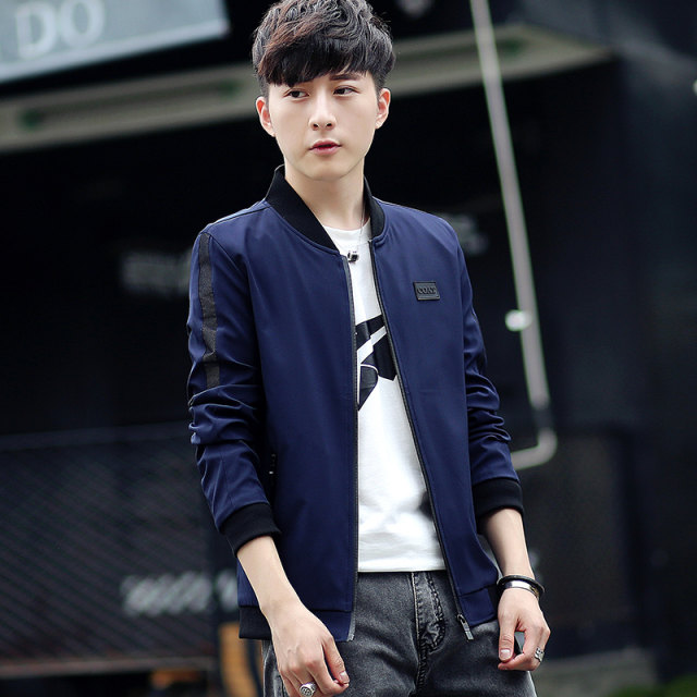 Spring and Autumn Men's Jacket Korean Style Stand Collar Baseball ...