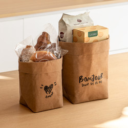 Washable Kraft Paper Storage Bags, Ins-Style Refrigerator Fruit, Vegetable, Bread, and Food Sorting and Organizing Paper Bags, Thickened