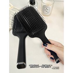 Ins Air Cushion Comb for Women, Black Massage Comb for Home Use, Anti-Static, Gentle on Hair, Large Paddle Comb, Airbag Comb, Portable and Simple Design