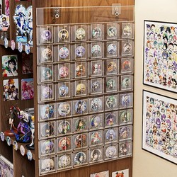 Grain Display Rack Wall-Mounted Dustproof Compartmentalized Grain Beauty Bar Collection Box Badge Pin Pendant Card Brick Storage Hanging Bag