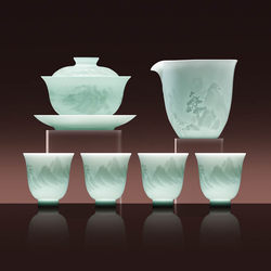 Jingdezhen Tea Set Official Tea Brewing Bowl Special Porcelain Ceramic Cup High-End Kung Fu Tea Set New Gift Box